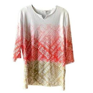 Southern Lady Tunic Top for Women Sz M Ombre Colors w/ Aztec Designs